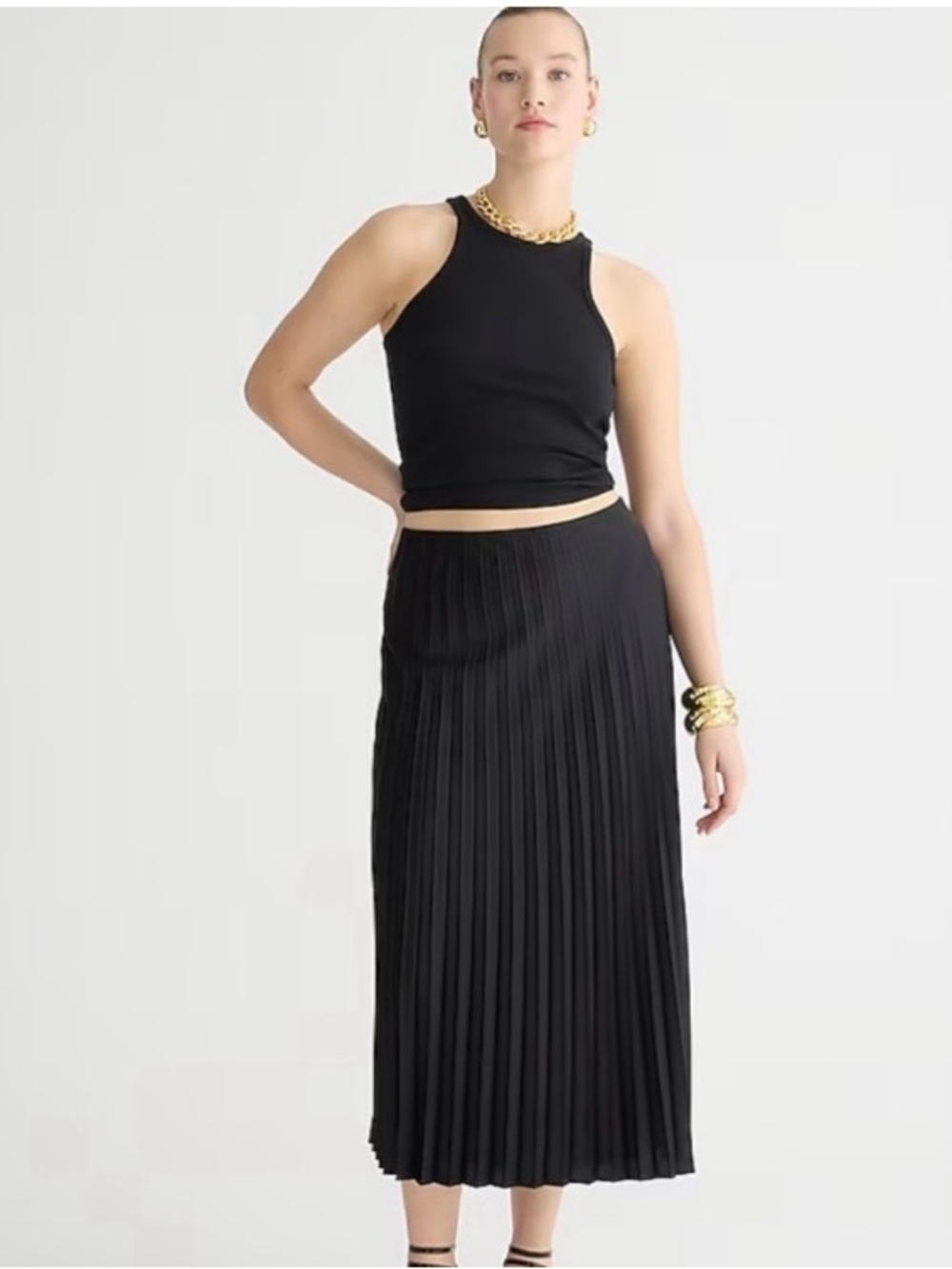 J. Crew Gwyneth pleated slip skirt in Black - New